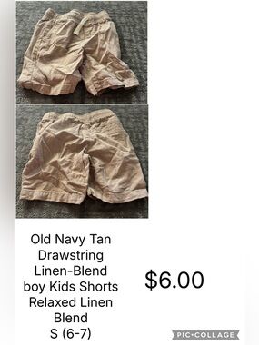 Old Navy Tan Drawstring Linen-Blend Boys Shorts